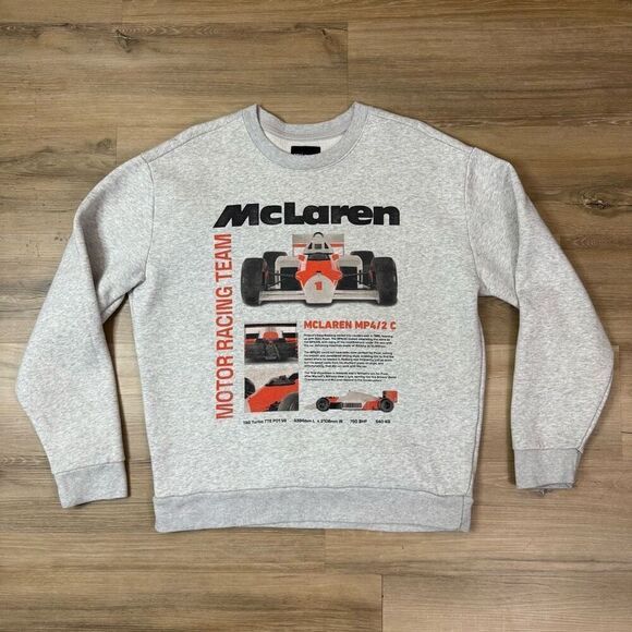 McLaren Size L Crewneck Sweatshirt Light Gray Formula 1 Motor Racing Team MP4/2C - Picture 1 of 5